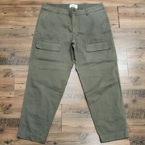 Folk Assembly Cotton Brushed Twill Cargo Pocket Pant Utility XLarge Green Khaki